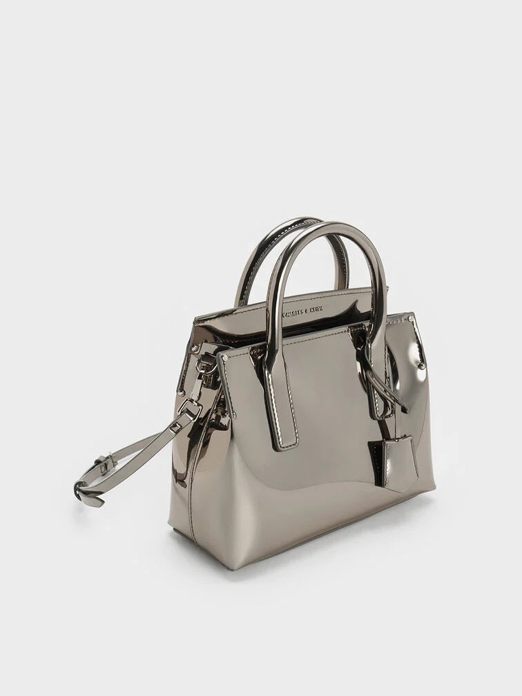 Charles & Ke*th - Rene Structured Top Handle Bag - Pewter (AD-June)