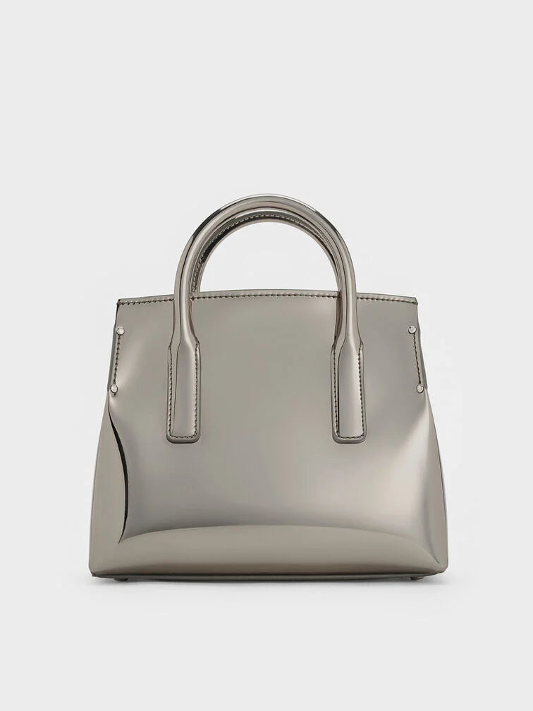 Charles & Ke*th - Rene Structured Top Handle Bag - Pewter (AD-June)