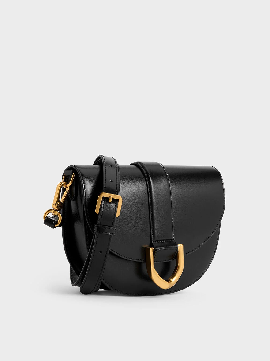 Charles & Ke*th - Gabine Leather Saddle Bag - Black (AD-July)