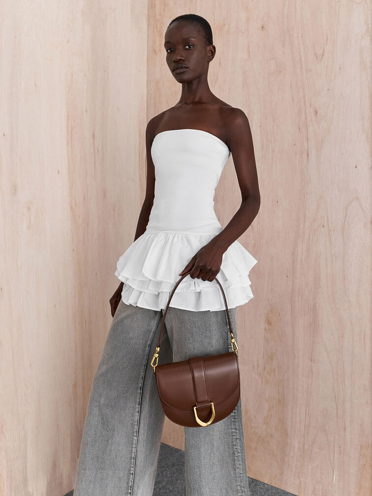 Charles & Ke*th - Gabine leather saddle bag - Dark brown (AD-SEP)