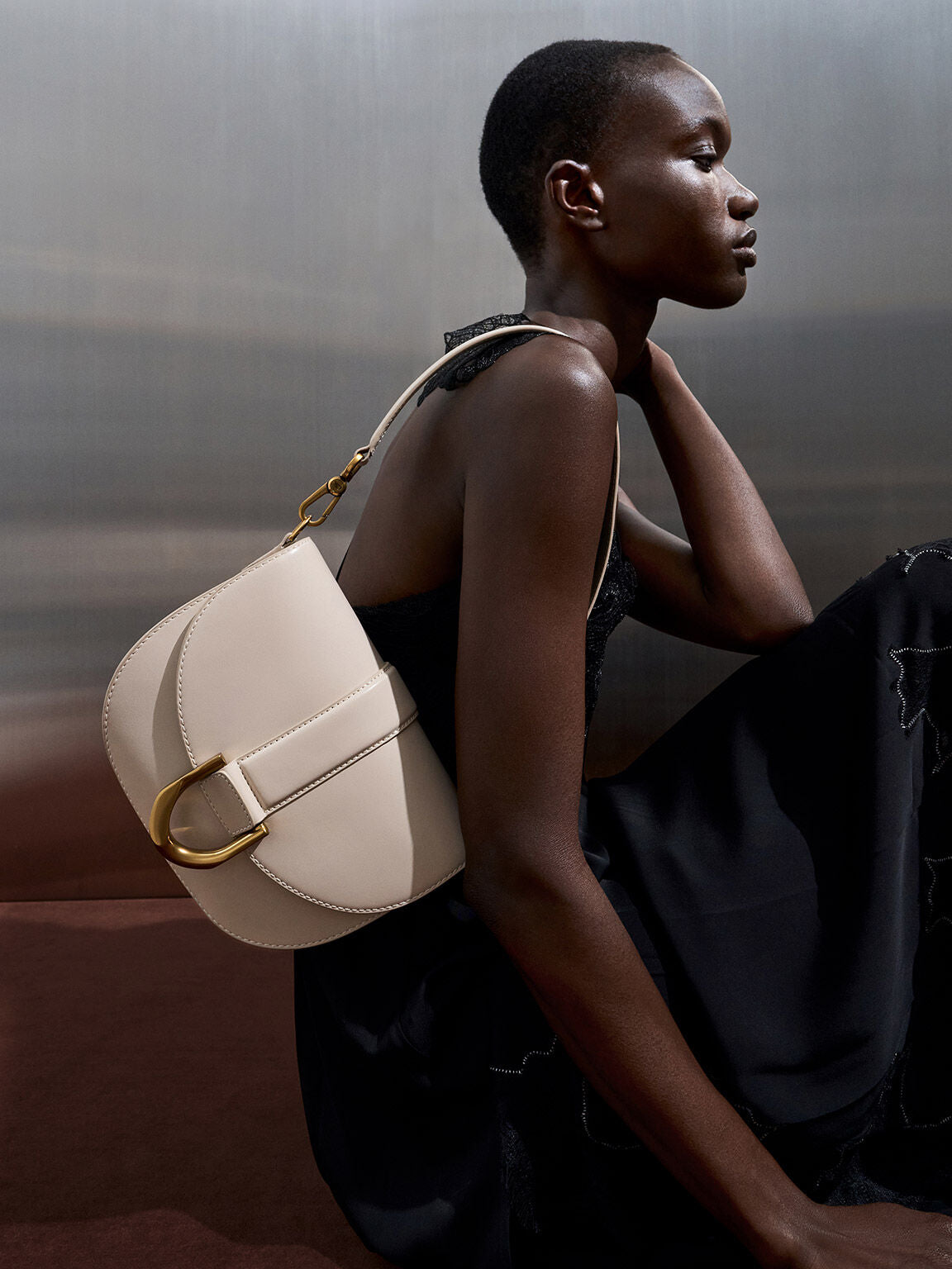 Charles & Ke*th - Gabine Leather Saddle Bag - Oat (AD-July)