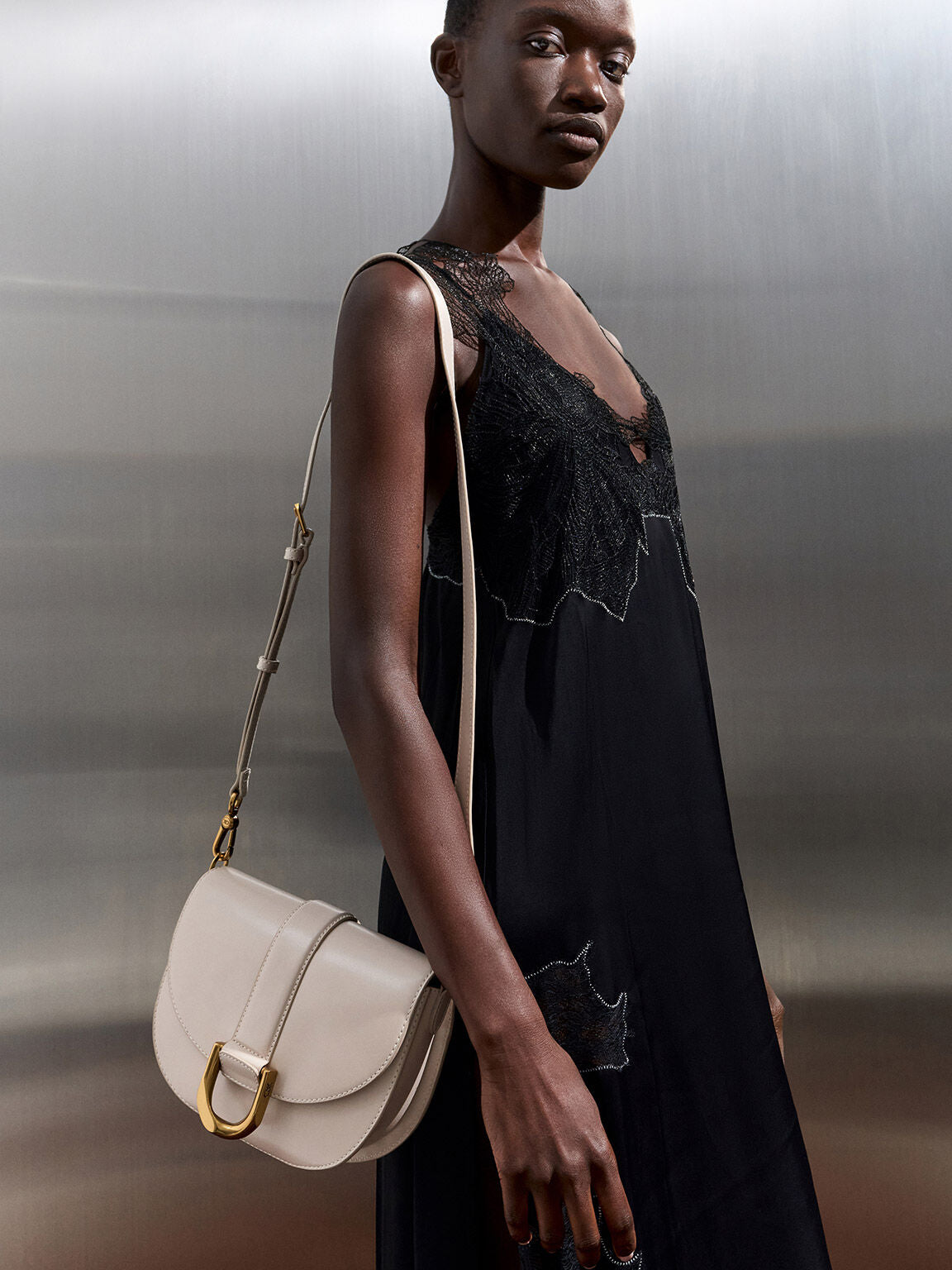 Charles & Ke*th - Gabine Leather Saddle Bag - Oat (AD-July)