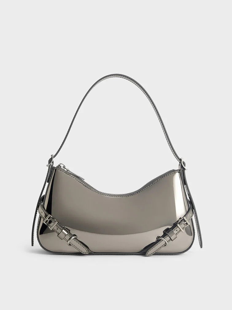 Charles & Ke*th - Sloane Metallic Shoulder Bag - Pewter (AD-SEP)