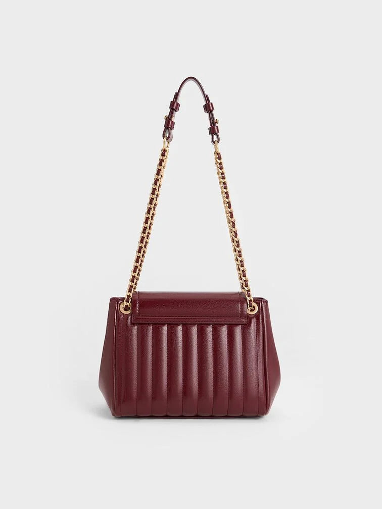 Charles & Ke*th -  Donna Crinkle-Effect Shoulder Bag - Burgundy (AD-Sep)