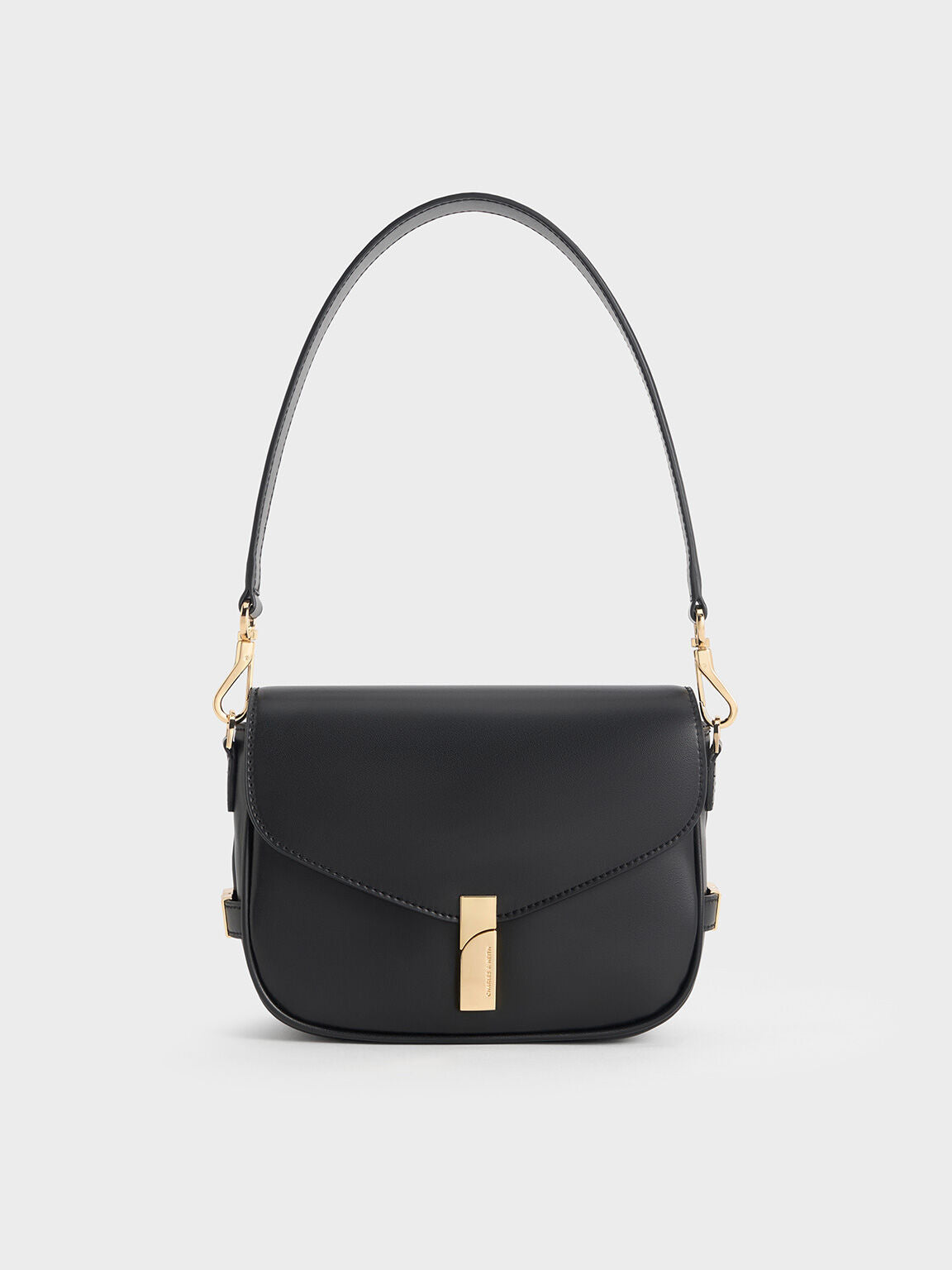 Charles & Ke*th - Aurelia Faux Suede Metallic-Accent Saddle Bag - Black (AD)