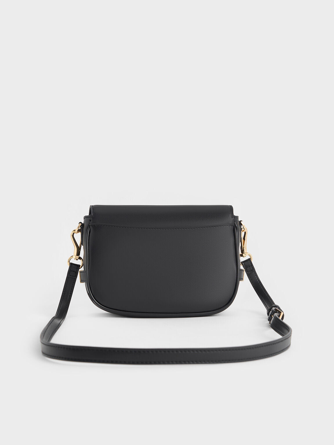 Charles & Ke*th - Aurelia Faux Suede Metallic-Accent Saddle Bag - Black (AD)