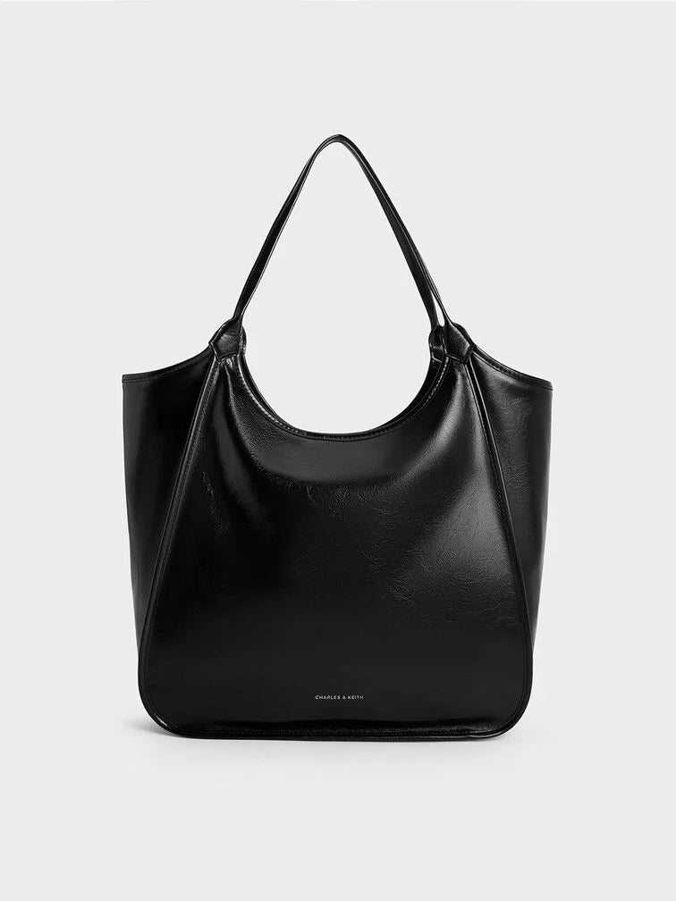 Charles & Ke*th -  Sianna Crinkle-Effect Slouchy Tote Bag - Black (AD-May)