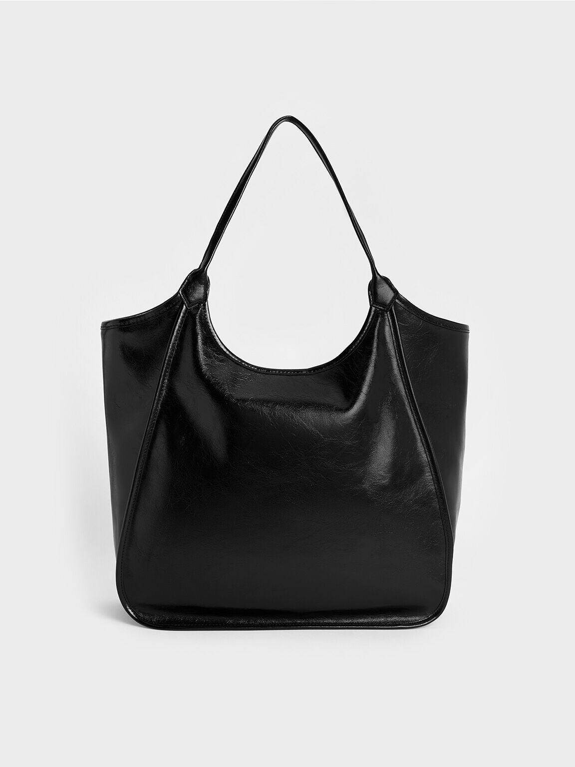 Charles & Ke*th -  Sianna Crinkle-Effect Slouchy Tote Bag - Black (AD-May)