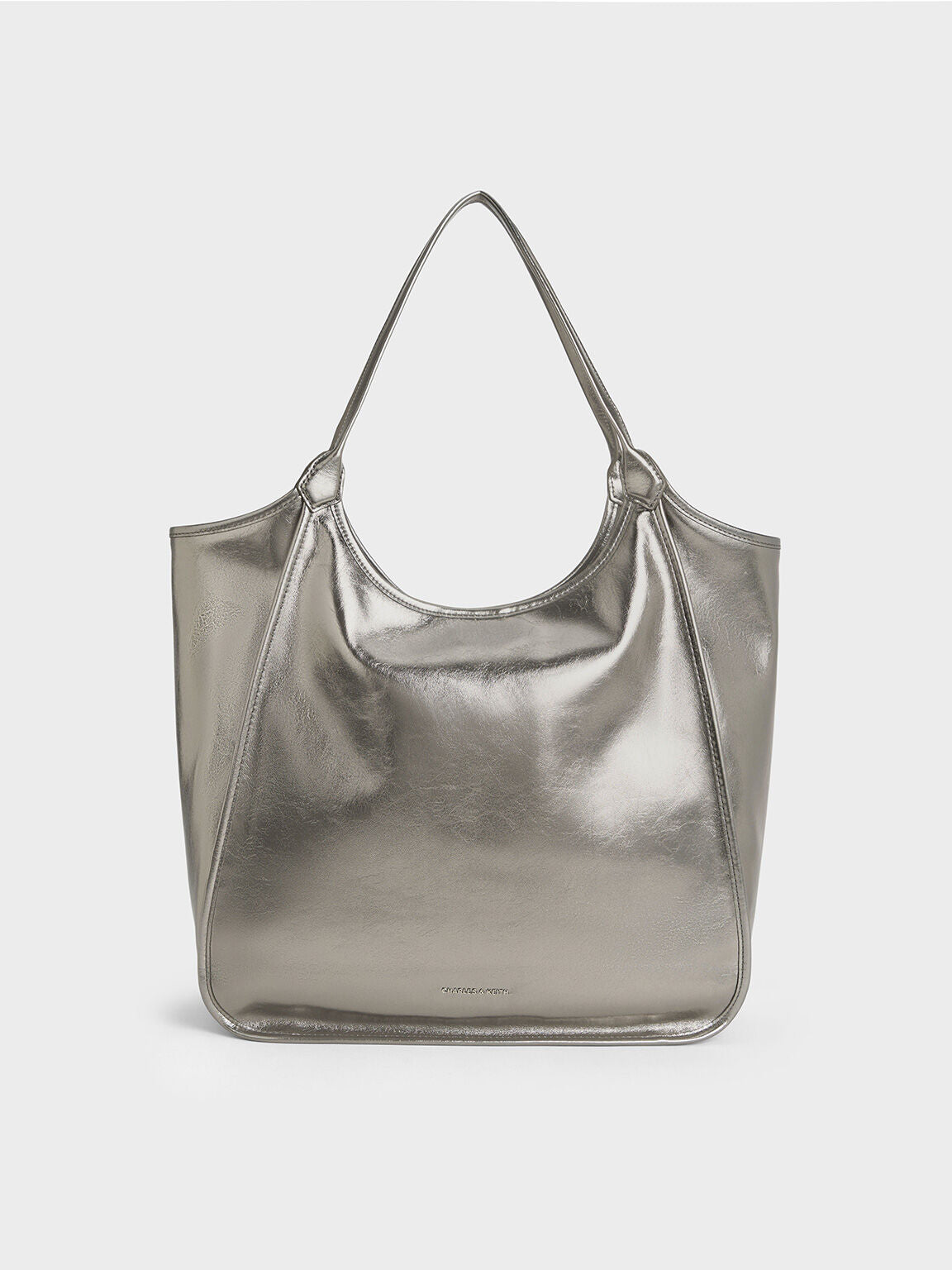 Charles & Ke*th -  Sianna Crinkle-Effect Slouchy Tote Bag - Pewter (AD-May)