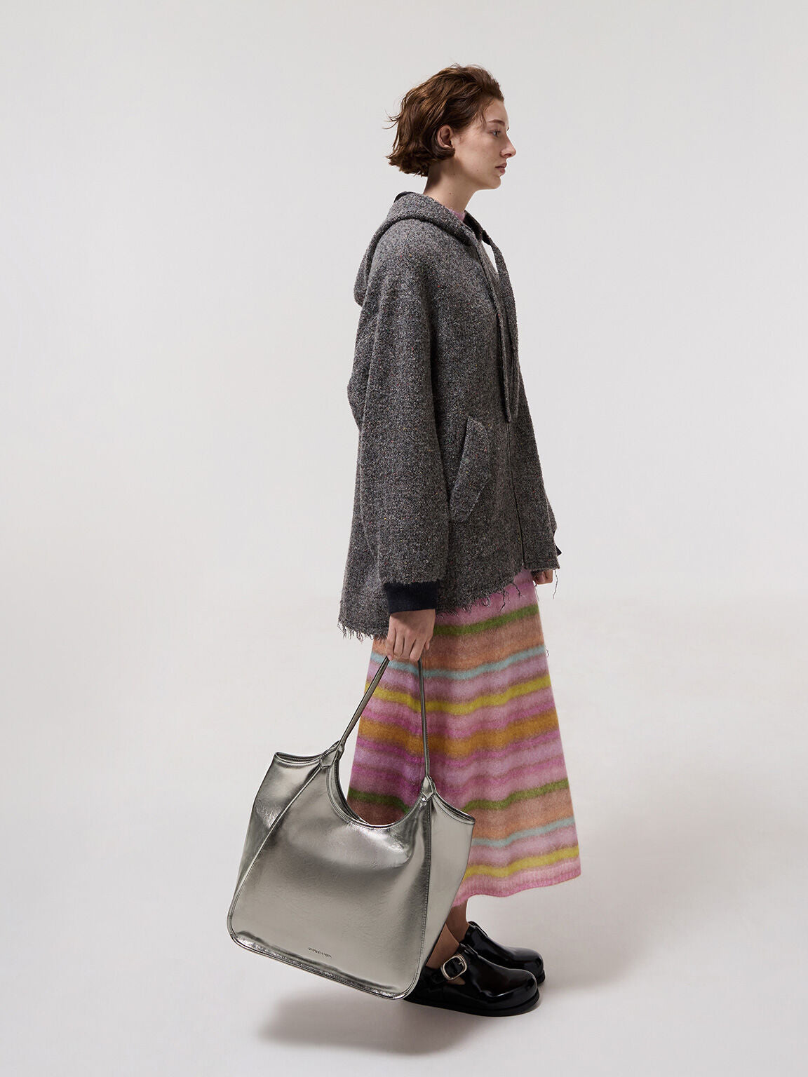 Charles & Ke*th -  Sianna Crinkle-Effect Slouchy Tote Bag - Pewter (AD-May)