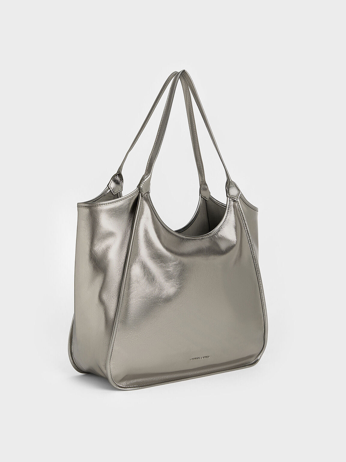 Charles & Ke*th -  Sianna Crinkle-Effect Slouchy Tote Bag - Pewter (AD-May)