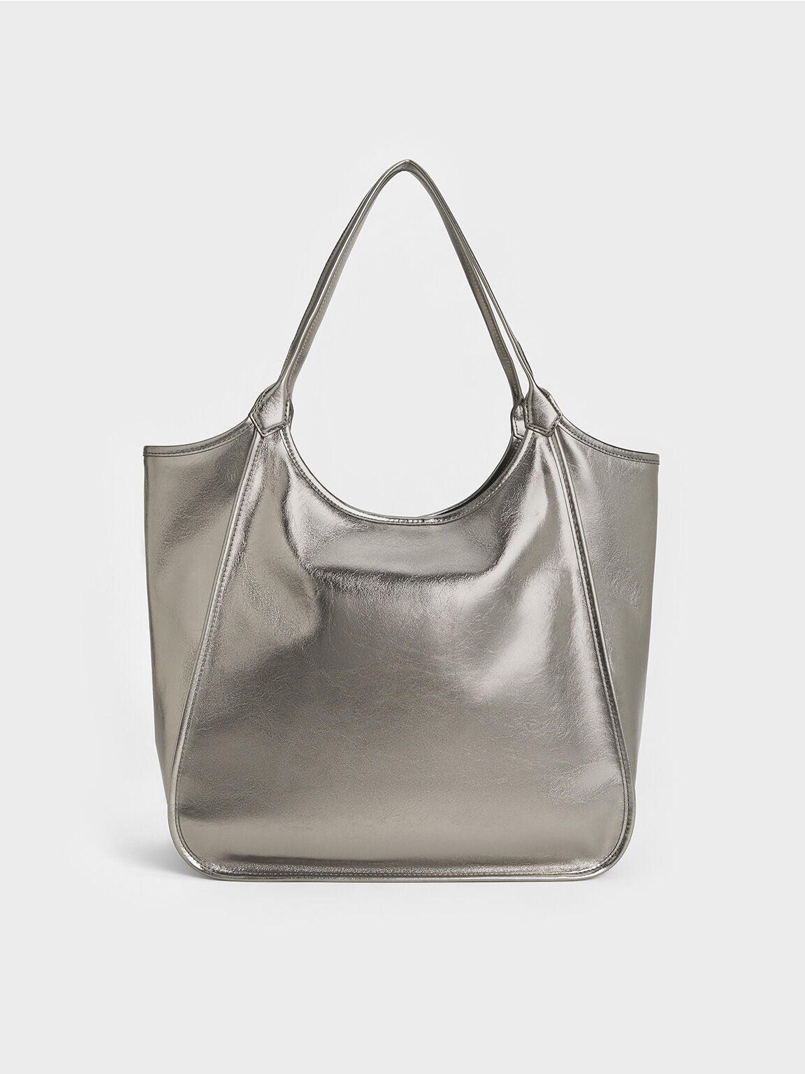 Charles & Ke*th -  Sianna Crinkle-Effect Slouchy Tote Bag - Pewter (AD-May)