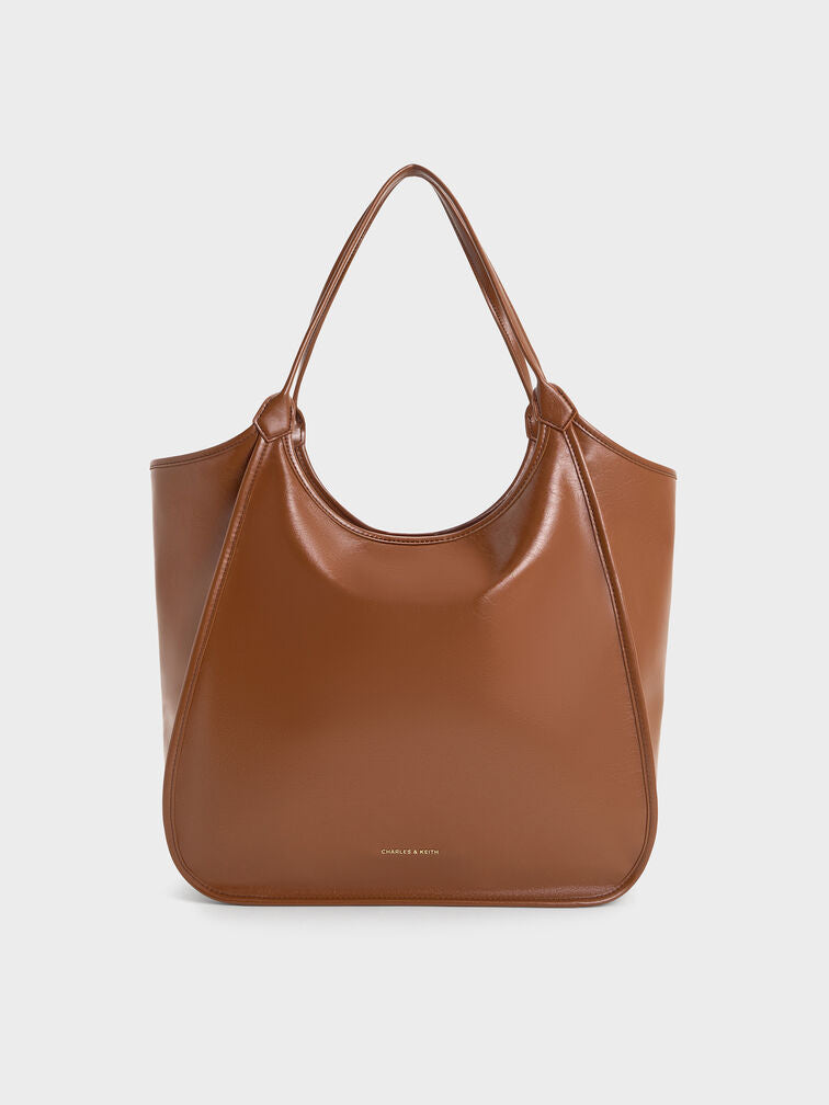 Charles & Ke*th -  Sianna Crinkle-Effect Slouchy Tote Bag - Chocolate (AD-SEP)
