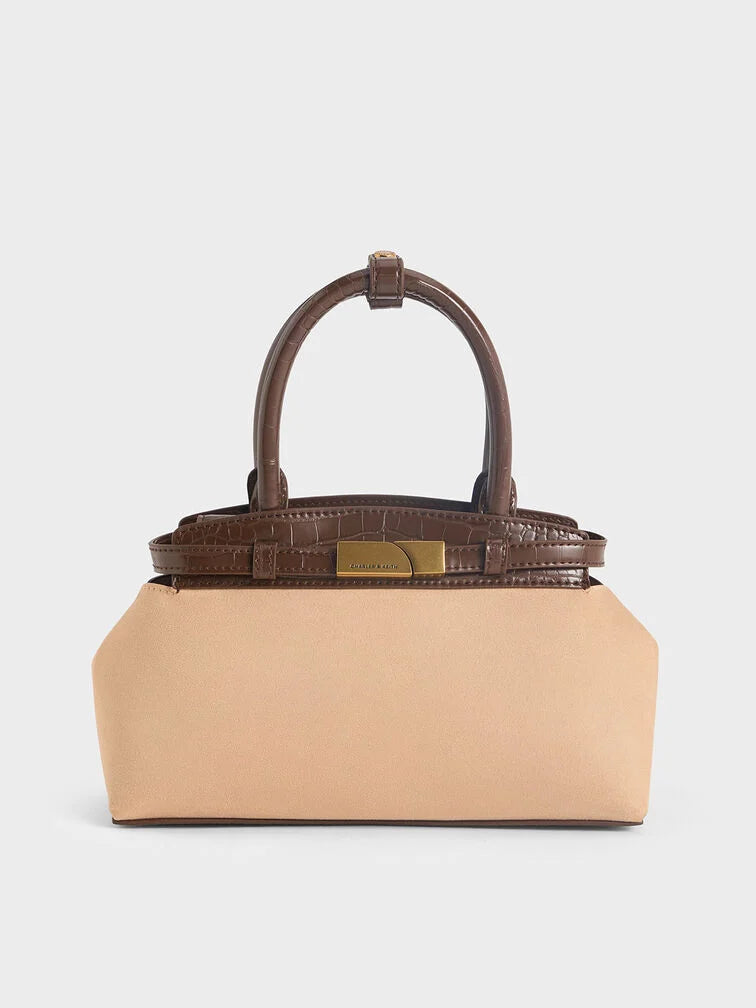 Charles & Ke*th -  Aurelia Croc-Effect & Faux Suede Metallic-Accent Elongated Tote - Multi (AD-SEP)