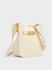 Charles & Ke*th - Aurelia Croc-Effect Metallic-Accent Crossbody Bag - Cream - Mid-Nov