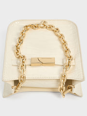 Charles & Ke*th - Aurelia Croc-Effect Metallic-Accent Crossbody Bag - Cream - Mid-Nov