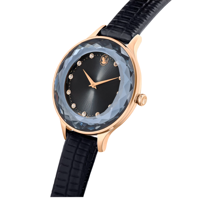 Swar*vski - Octea Nova watch - Leather strap, Black, Rose gold-tone finish - 5650033