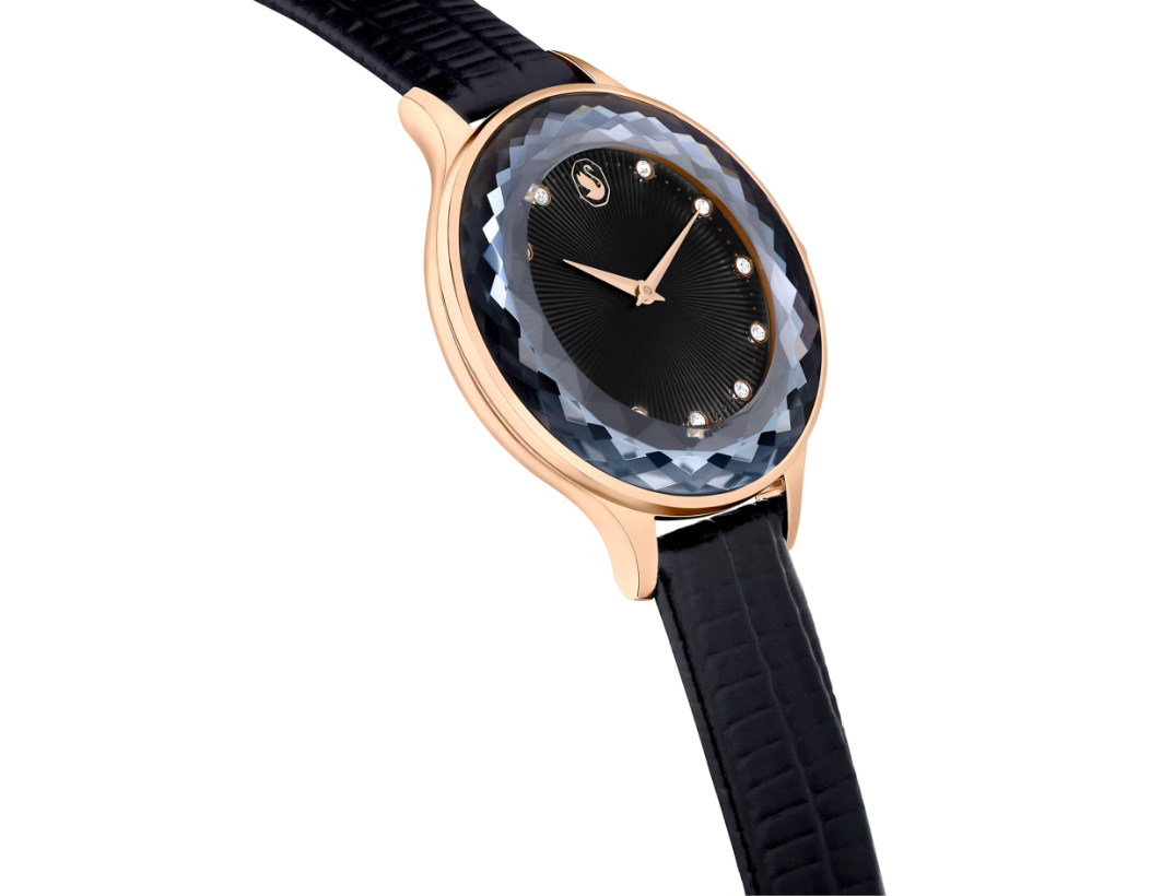 Swar*vski - Octea Nova watch - Leather strap, Black, Rose gold-tone finish - 5650033