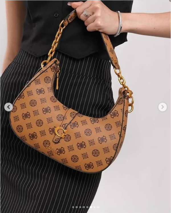 Gues* - Kuba top zip shoulder bag- Brown (AD-June)