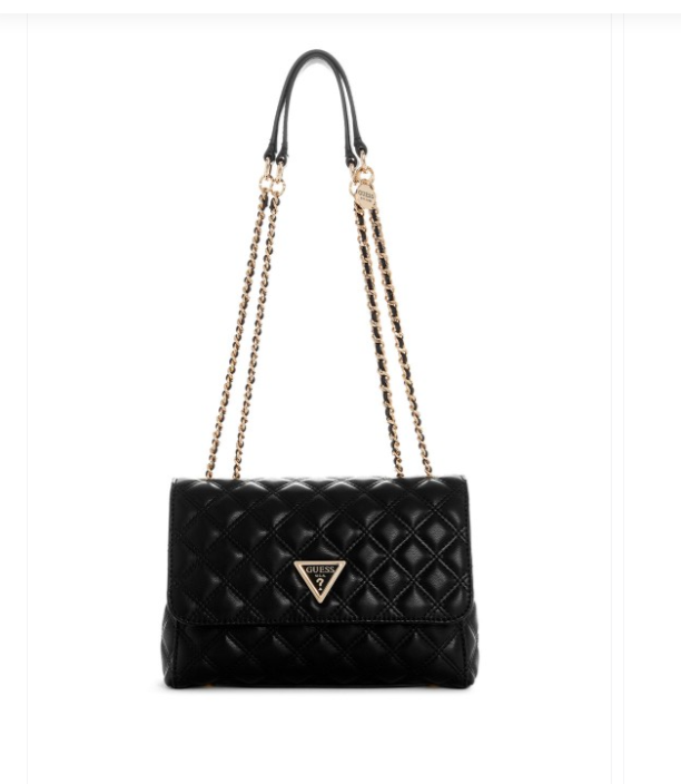 Gues* - Black Quilted Structured Sling Bag - Black (AD-SEP)