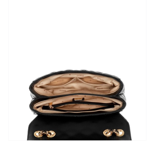 Gues* - Black Quilted Structured Sling Bag - Black (AD-SEP)