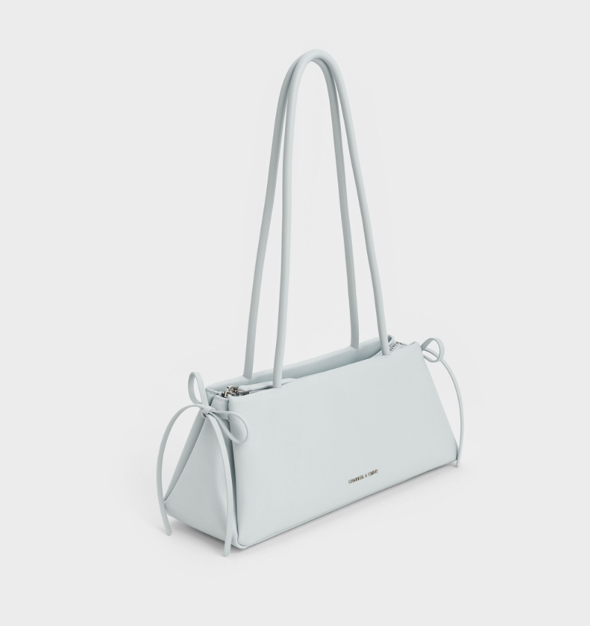Charles & Ke*th - Hazel Bow Elongated Trapeze Shoulder Bag - Sea Salt Blue (AD-SEP)