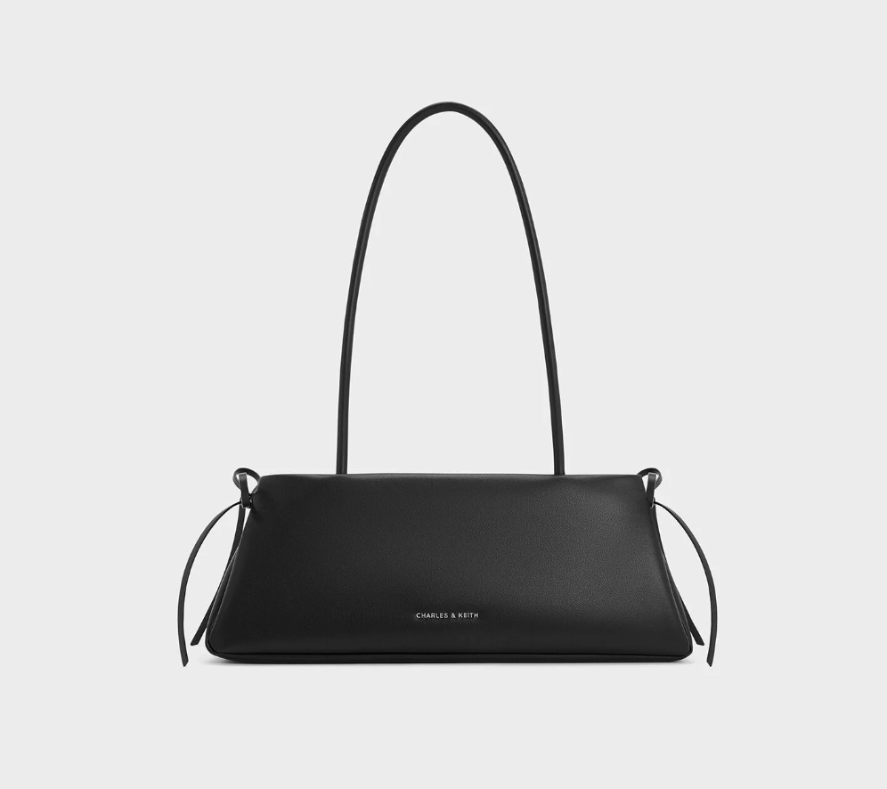 Charles & Ke*th - Hazel Bow Elongated Trapeze Shoulder Bag - Black (AD-SEP)