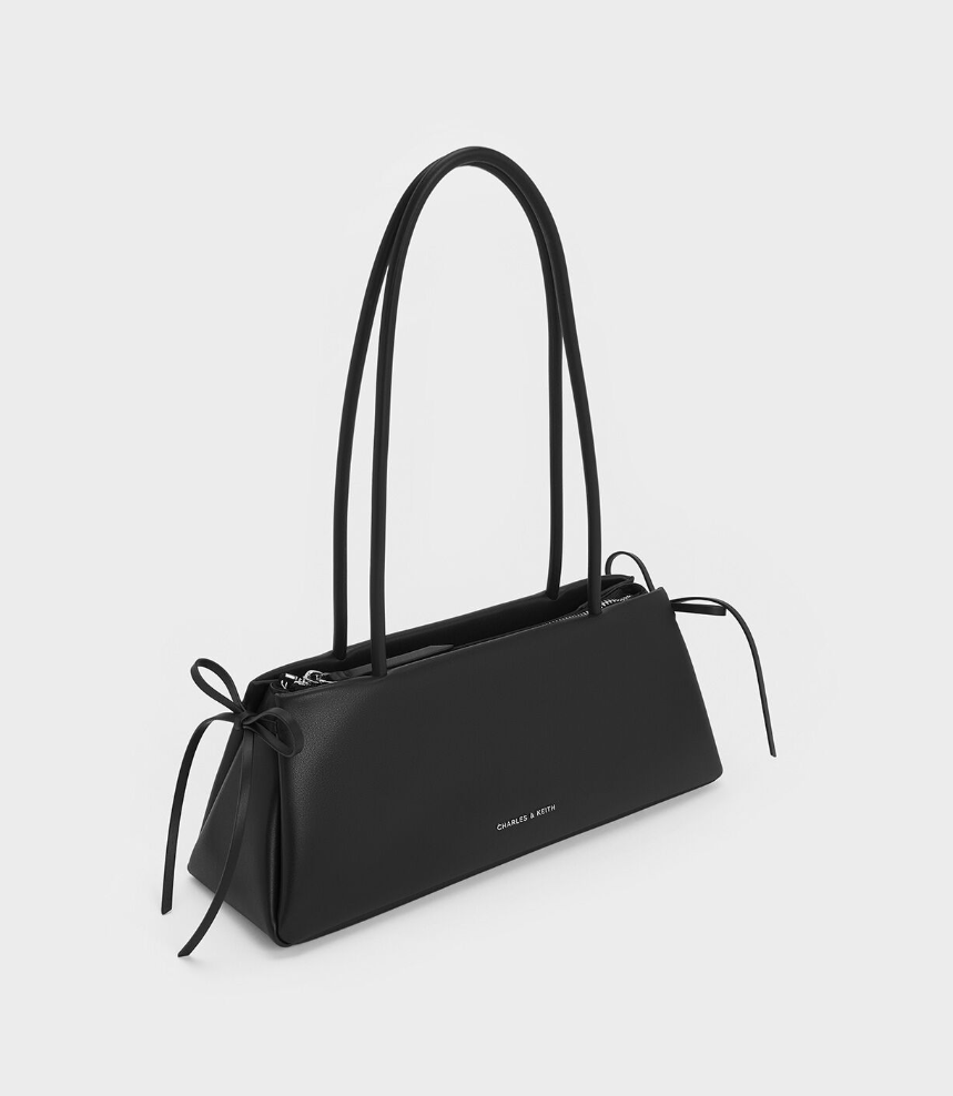 Charles & Ke*th - Hazel Bow Elongated Trapeze Shoulder Bag - Black (AD-SEP)