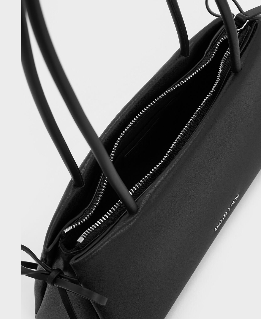 Charles & Ke*th - Hazel Bow Elongated Trapeze Shoulder Bag - Black (AD-SEP)