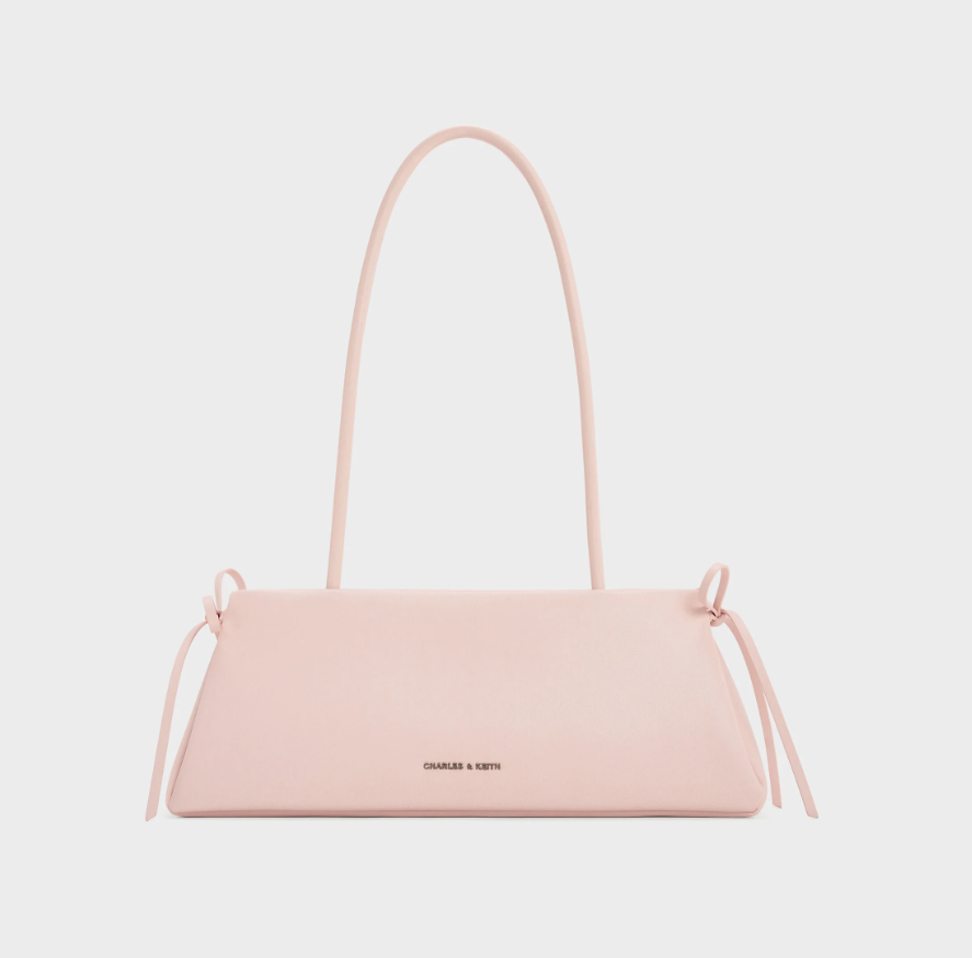 Charles & Ke*th - Hazel Bow Elongated Trapeze Shoulder Bag - Soft Pink - (AD-SEP)