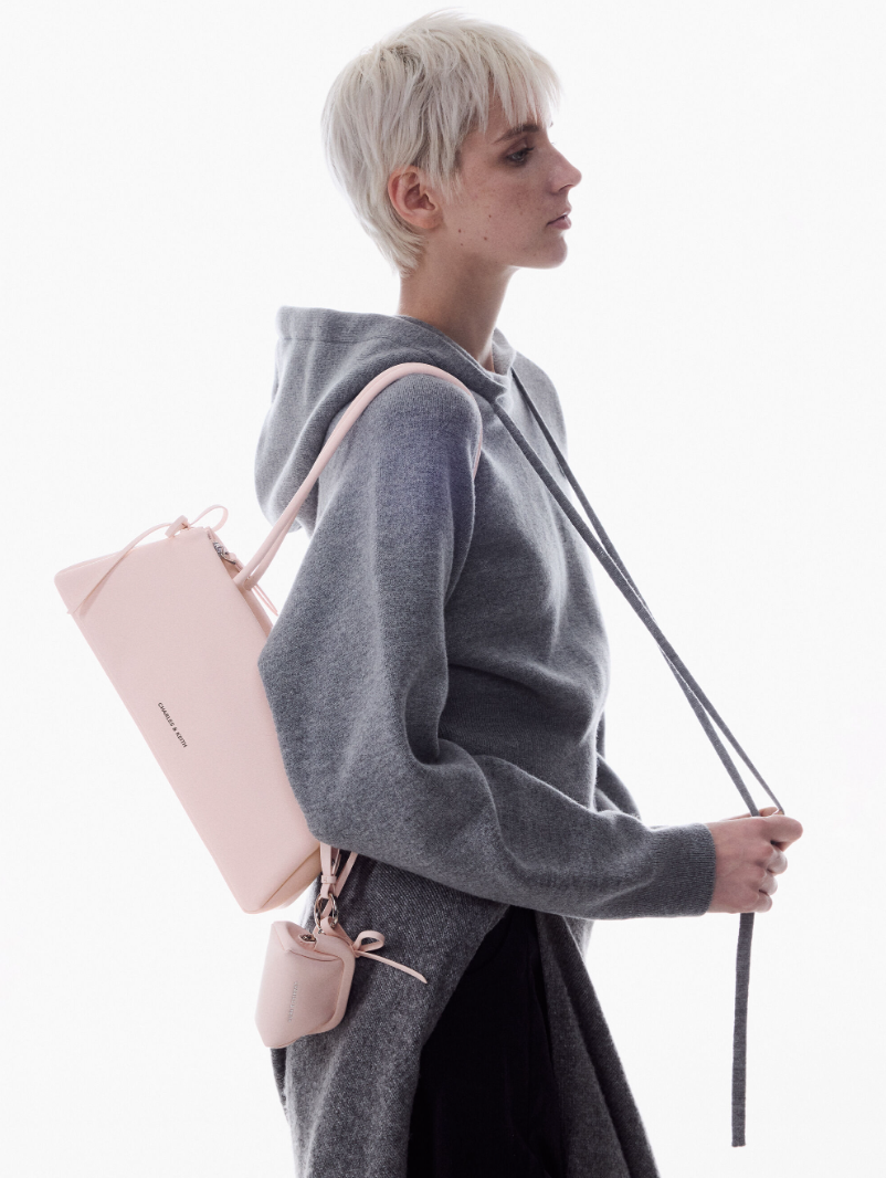 Charles & Ke*th - Hazel Bow Elongated Trapeze Shoulder Bag - Soft Pink - (AD-SEP)