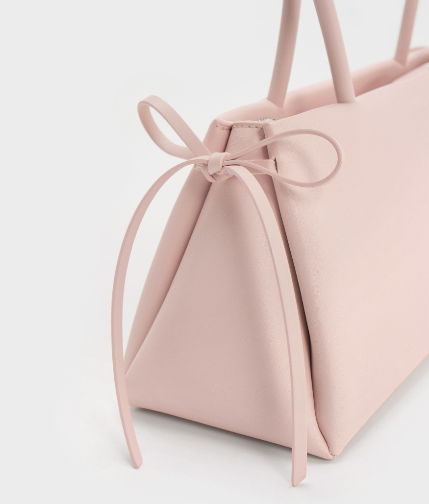 Charles & Ke*th - Hazel Bow Elongated Trapeze Shoulder Bag - Soft Pink - (AD-SEP)