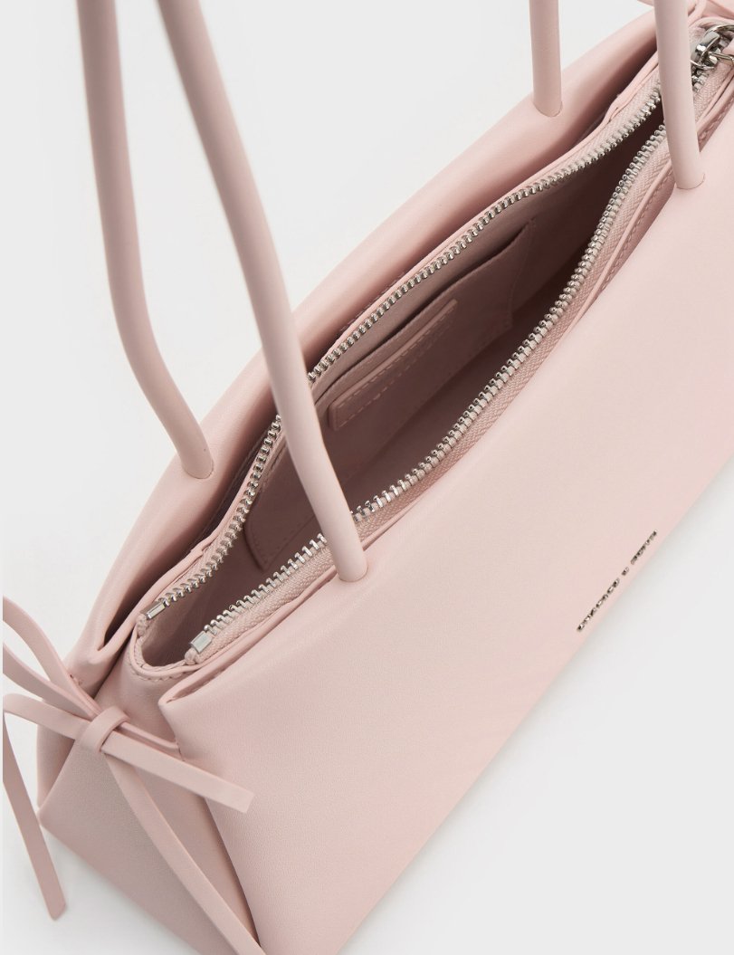 Charles & Ke*th - Hazel Bow Elongated Trapeze Shoulder Bag - Soft Pink - (AD-SEP)