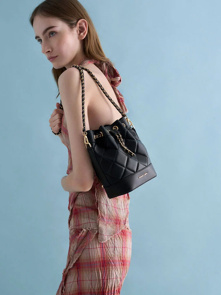 Charles & Ke*th - Julia Quilted Two-Way Bucket Bag - Black (AD-SEP)
