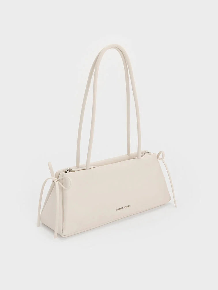 Charles & Ke*th - Hazel Bow Elongated Trapeze Shoulder Bag - Meringue White (AD-SEP)