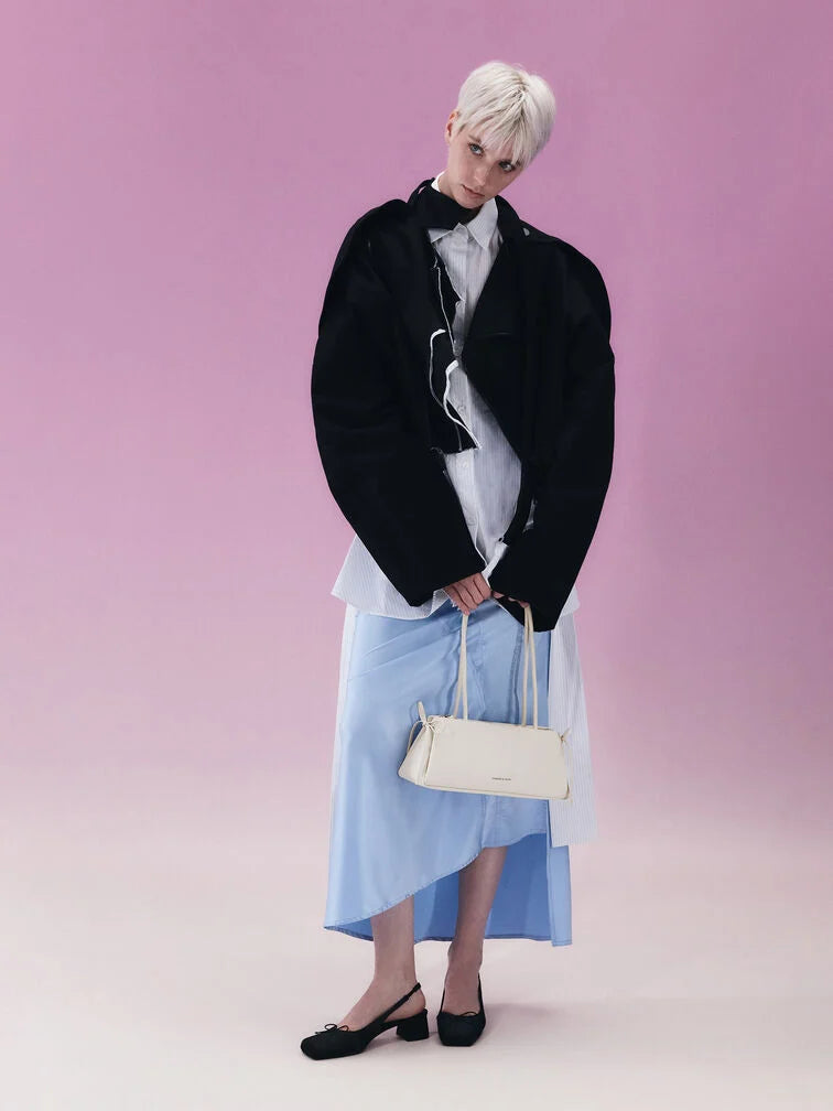 Charles & Ke*th - Hazel Bow Elongated Trapeze Shoulder Bag - Meringue White (AD-SEP)