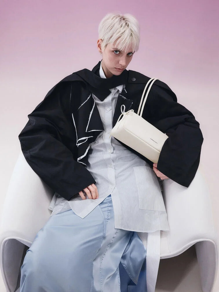 Charles & Ke*th - Hazel Bow Elongated Trapeze Shoulder Bag - Meringue White (AD-SEP)