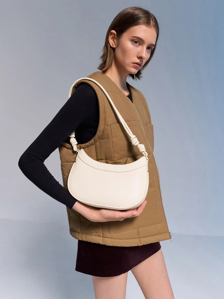 Charles & Ke*th - Sabine Knotted-Strap Curved Shoulder Bag - Cream (AD-SEP)