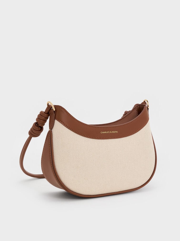 Charles & Ke*th -  Sabine Canvas Knotted-Strap Curved Shoulder Bag - Chocolate (AD-SEP)