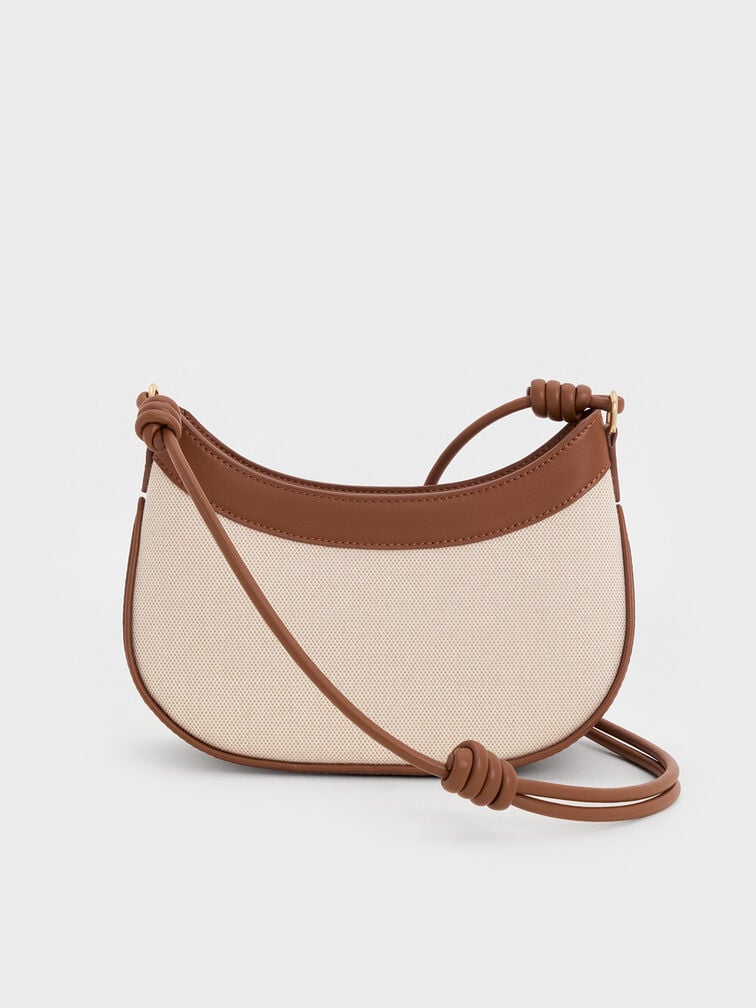 Charles & Ke*th -  Sabine Canvas Knotted-Strap Curved Shoulder Bag - Chocolate (AD-SEP)