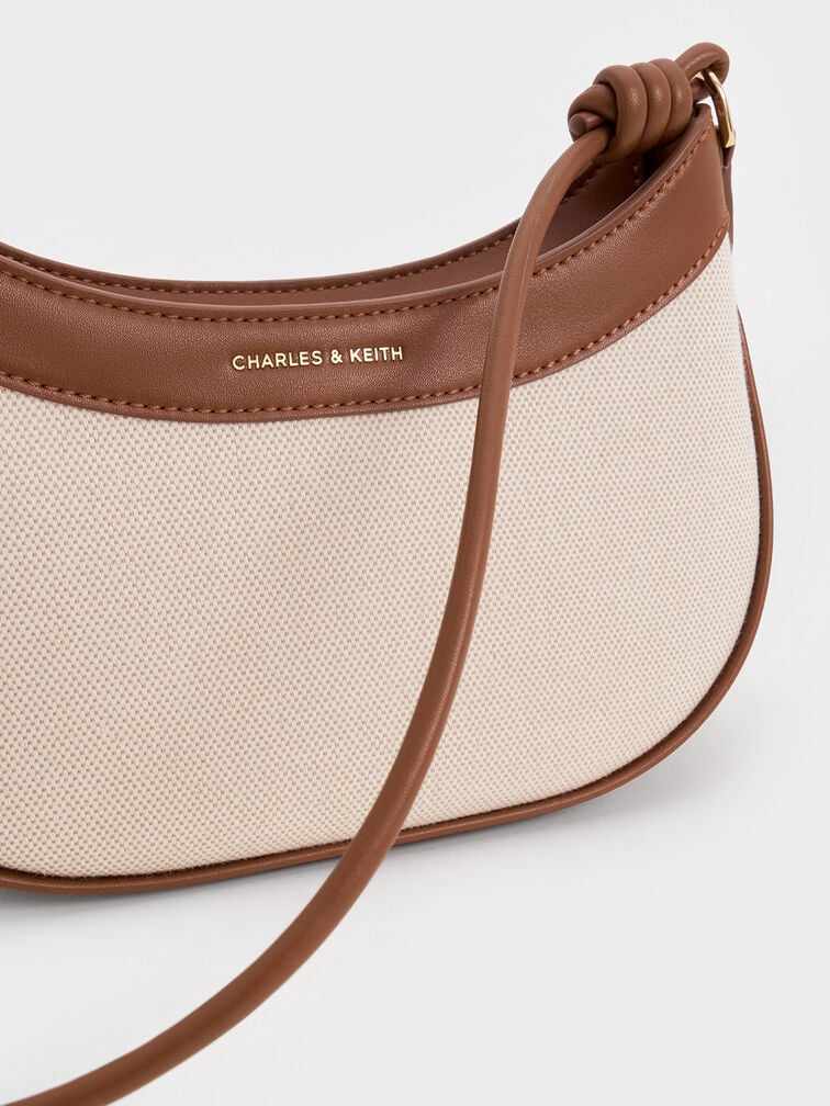 Charles & Ke*th -  Sabine Canvas Knotted-Strap Curved Shoulder Bag - Chocolate (AD-SEP)