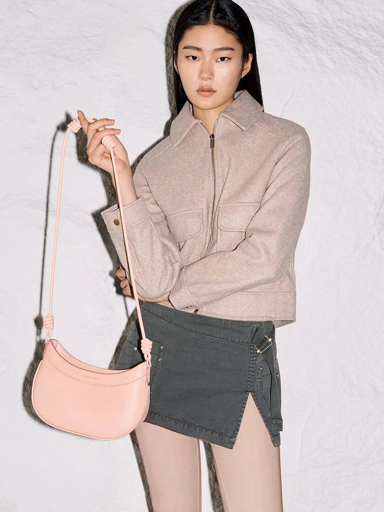 Charles & Ke*th - Sabine Knotted-Strap Curved Shoulder Bag - Light Pink (AD-SEP)