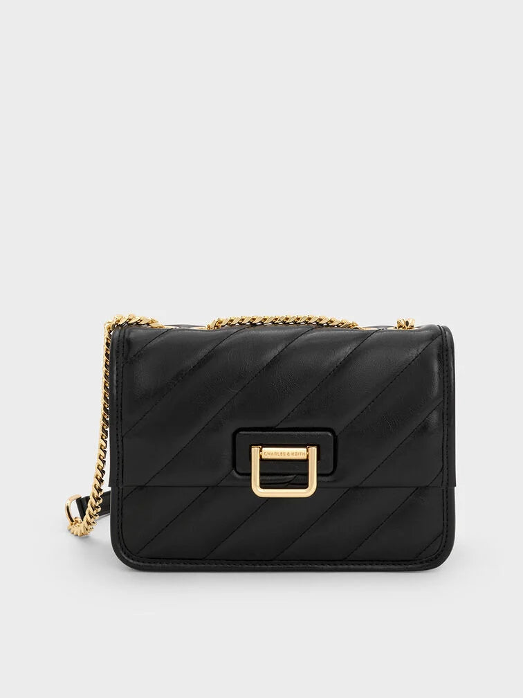 Charles & Ke*th - Neva Panelled Chain-Strap Crossbody Bag - Black (AD-July)