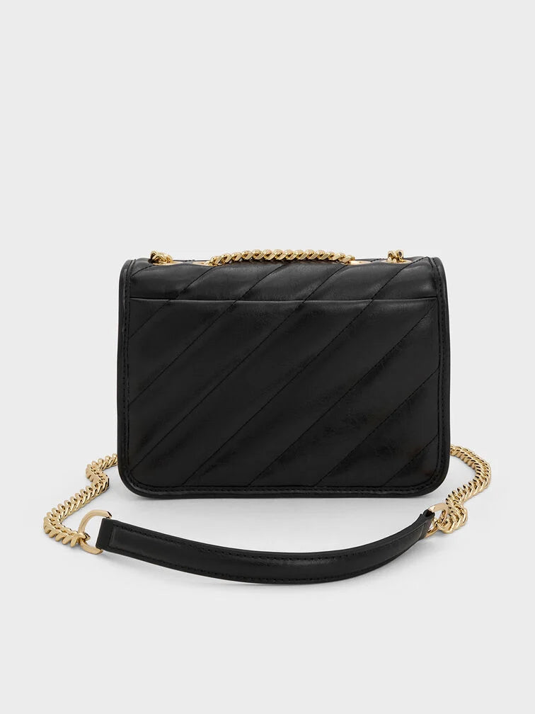 Charles & Ke*th - Neva Panelled Chain-Strap Crossbody Bag - Black (AD-July)