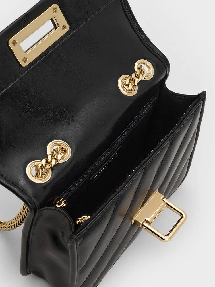 Charles & Ke*th - Neva Panelled Chain-Strap Crossbody Bag - Black (AD-July)
