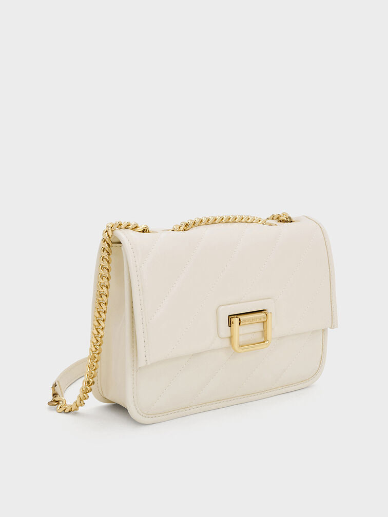 Charles & Ke*th - Neva Panelled Chain-Strap Crossbody Bag - Cream (AD-July)