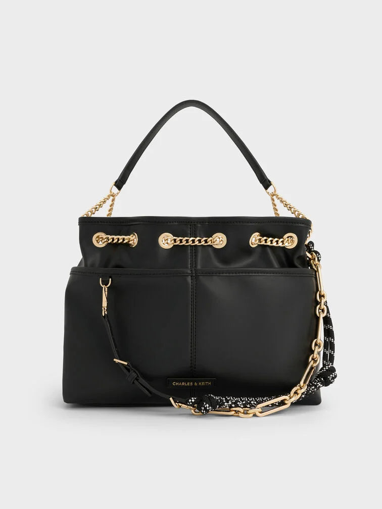 Charles & Ke*th - Addison Knotted-Rope Tote Bag - Black (AD-SEP)