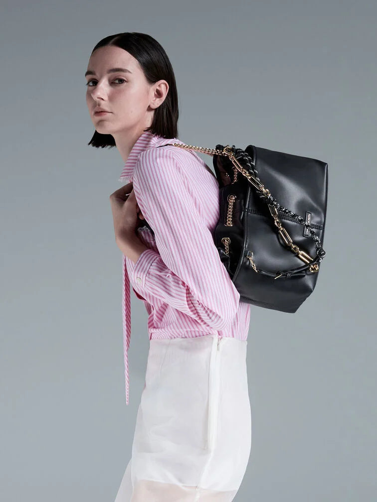 Charles & Ke*th - Addison Knotted-Rope Tote Bag - Black (AD-SEP)
