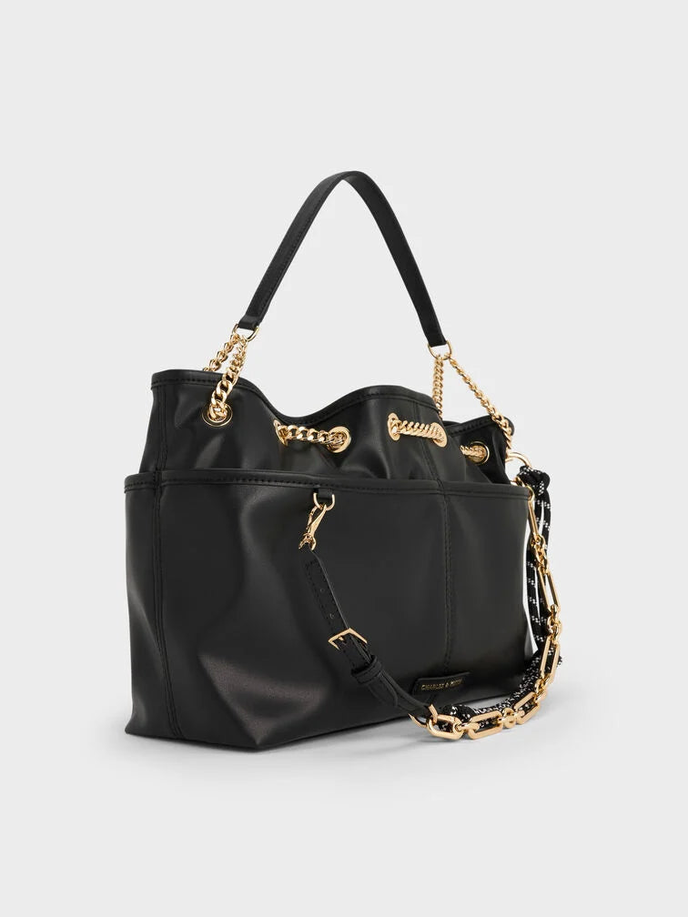 Charles & Ke*th - Addison Knotted-Rope Tote Bag - Black (AD-SEP)