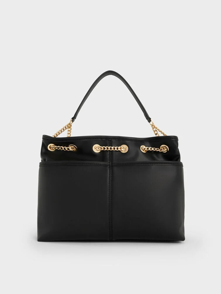 Charles & Ke*th - Addison Knotted-Rope Tote Bag - Black (AD-SEP)